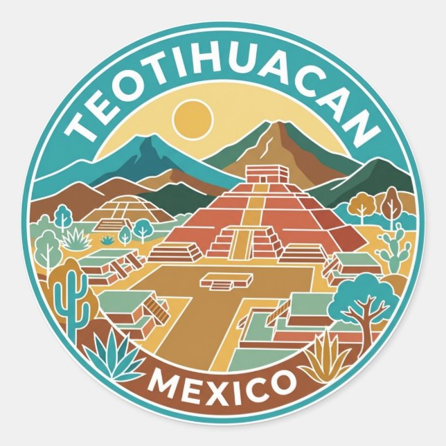 Sticker Rond Teotihuacan Mexique (Devant)
