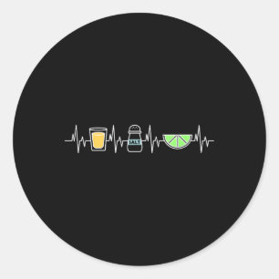 Sticker Rond Tequila Lime Salt Heartbeat Funny Cinco De Mayo Wi