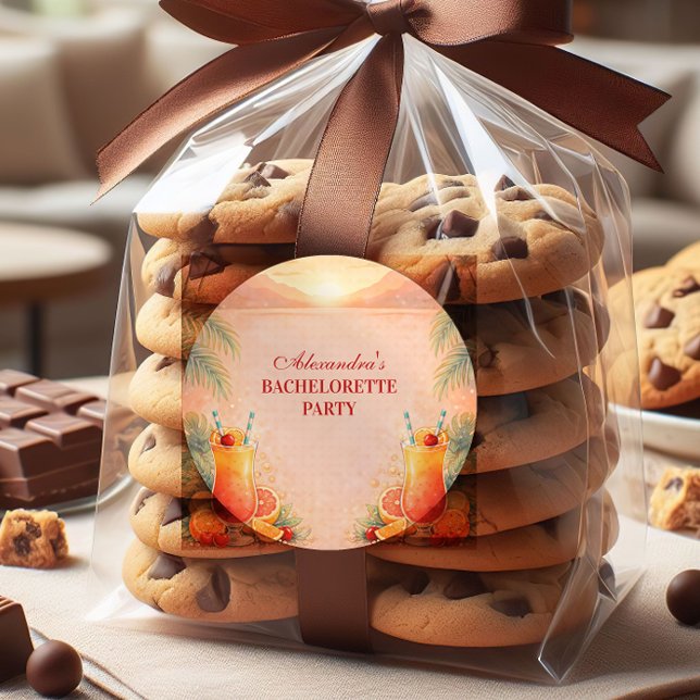 Sticker Rond Tequila Sunrise Palm Paradise Bachelorette Party (Créateur téléchargé)