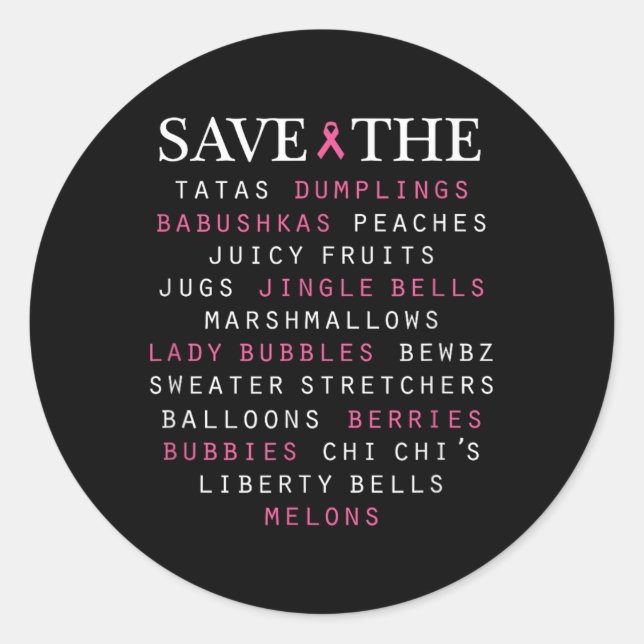 Sticker Rond Termes d'argot de sensibilisation au cancer du sei (Devant)