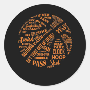 Sticker Rond Termes de basket-ball Motivation Motivation Mot Cl