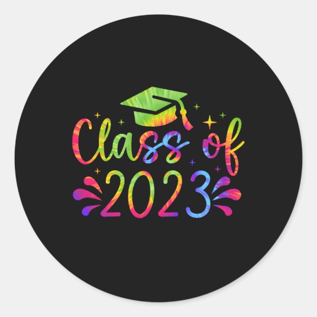 Sticker Rond Terminé Classe De 2023 Étudiants Diplômés Aînés (Devant)