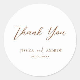 Sticker Rond Terra Cotta minimaliste et blanc Mariage simple