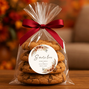 Sticker Rond Terracotta Boho Fall Floral Mariage Smore Faveurs