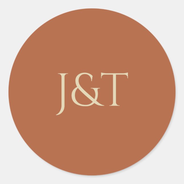 Sticker Rond Terracotta Boho Mariage Couple Monogramme (Devant)