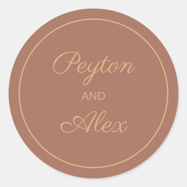 Sticker Rond Terracotta Burnt Orange Fall Bride Nom de la chamb (Devant)