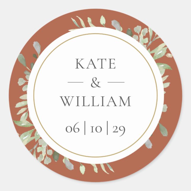 Sticker Rond Terracotta Eucalyptus Mariage de verdure (Devant)