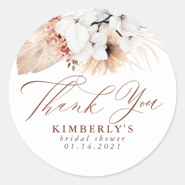 Sticker Rond Terracotta Floral Exotique Bohème Merci (Devant)