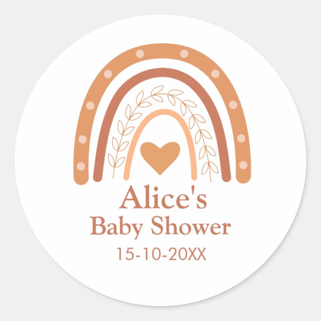 Sticker Rond Terracotta Genre Neutre Boho arc-en-ciel personnal (Devant)