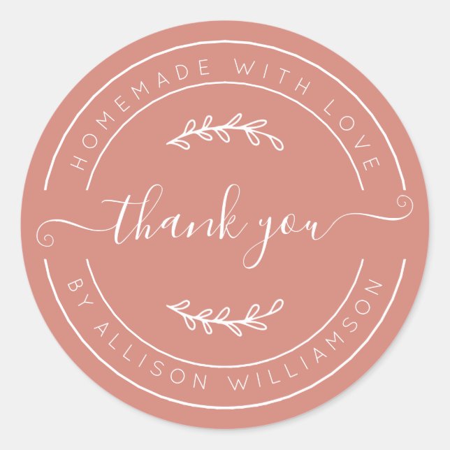 Sticker Rond Terracotta Homemade Thank You Label (Devant)