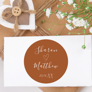 Sticker Rond Terracotta manuscrit Script Mariage Cadeau Favoris