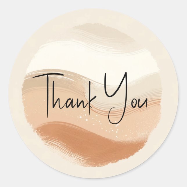 Sticker Rond Terracotta Pêche & Beige Bohème Mariage moderne (Devant)