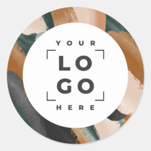 Sticker Rond Terracotta, vert abstrait peint minimaliste modern