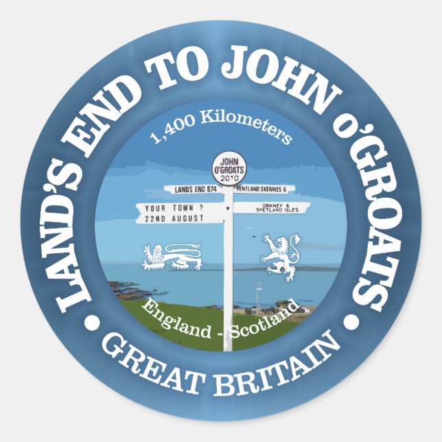 Sticker Rond Terrain de fin à John o'Groats (vélo c) (Devant)