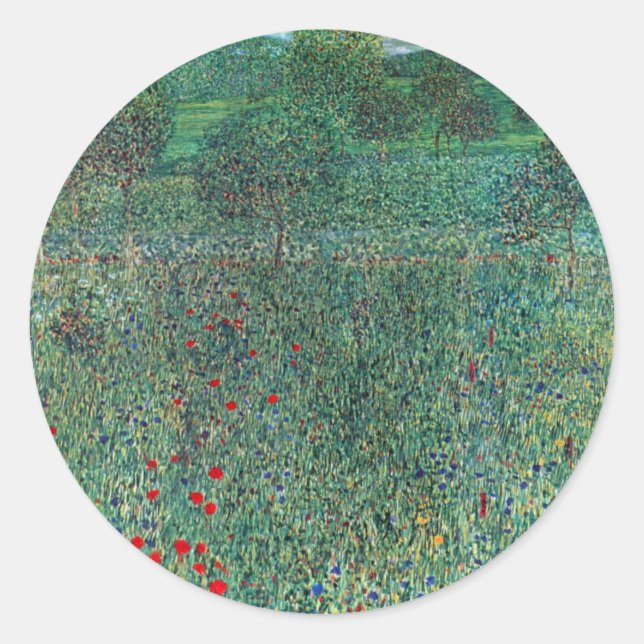 Sticker Rond Terrain de fleurs à Litzlberg Klimt, Paysage Vinta (Devant)