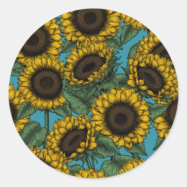 Sticker Rond Terrain de tournesol (Devant)