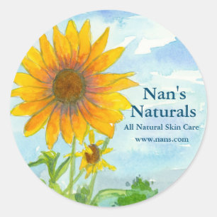 Sticker Rond Terrain de tournesol Toutes aquarelles naturelles 