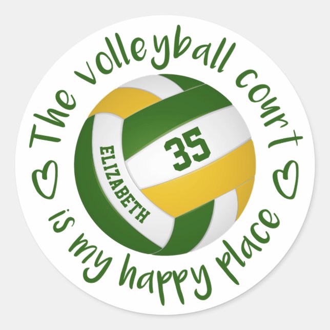 Sticker Rond terrain de volley-ball en or vert ceint mon endroi (Devant)