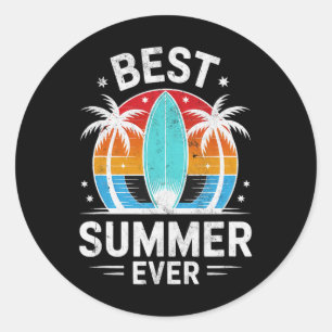 Sticker Rond Terrasse Meilleur Été Jamais Filles de Surf Vacanc
