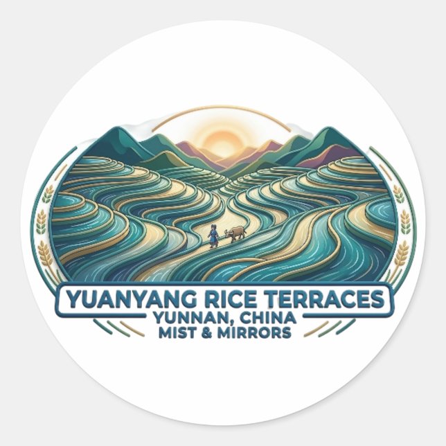 STICKER ROND TERRASSES RIZICOLES DE YUANYANG (Devant)