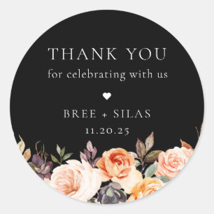 Sticker Rond Terre Automne Mariage Floral Merci