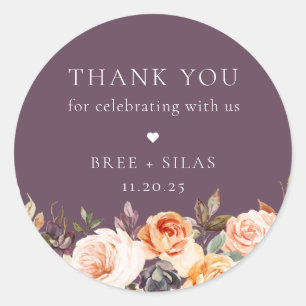 Sticker Rond Terre Automne Mariage Floral Merci