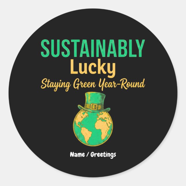Sticker Rond Terre chanceuse de manière durable Éco-responsable (Devant)