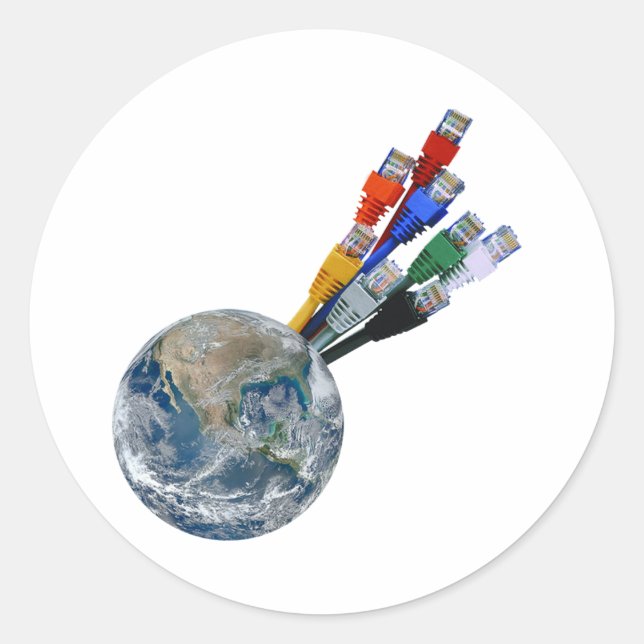 Sticker Rond Terre connectée au réseau Ethernet (Devant)