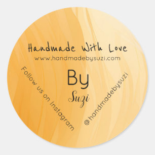 Sticker Rond Terre Cuite Faite À La Main Avec Amour Par Nom