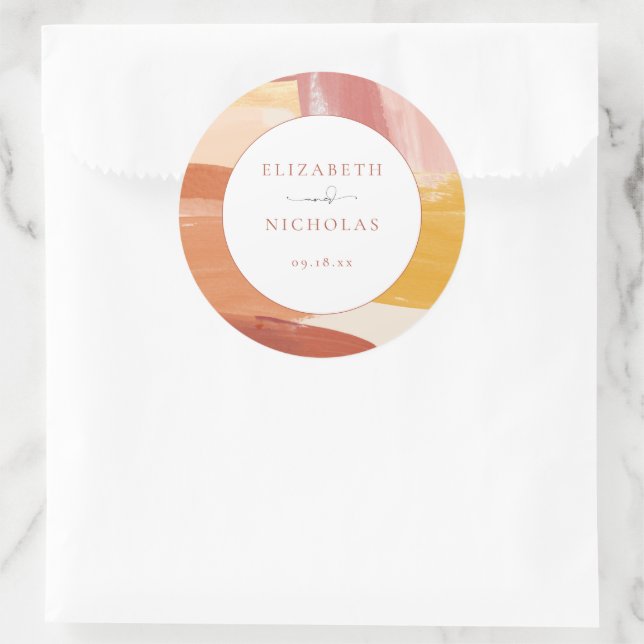 Sticker Rond Terre cuite Sunrise | Mariage Monogramme (Sac)