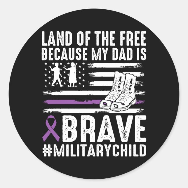 Sticker Rond Terre de l'enfant militaire courageux fier parce q (Devant)