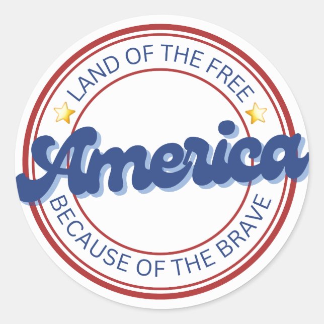 Sticker Rond Terre des Libres à cause de l'Amérique courageuse (Devant)