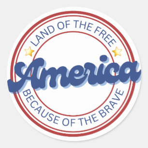 Sticker Rond Terre des Libres à cause de l'Amérique courageuse
