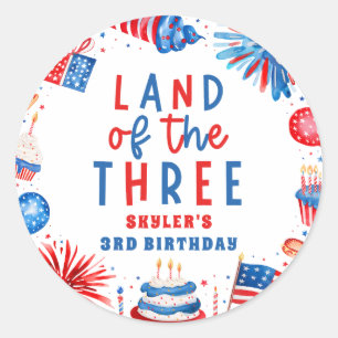 Sticker Rond Terre Des Trois 4 juillet 3e Fête D'Anniversaire