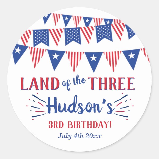 Sticker Rond Terre Des Trois ! 4 juillet 3ème anniversaire (Devant)