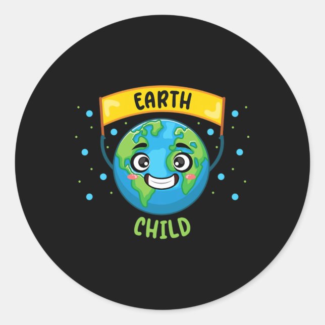 Sticker Rond Terre Enfant Sauver Planète Enseignant Science Cli (Devant)