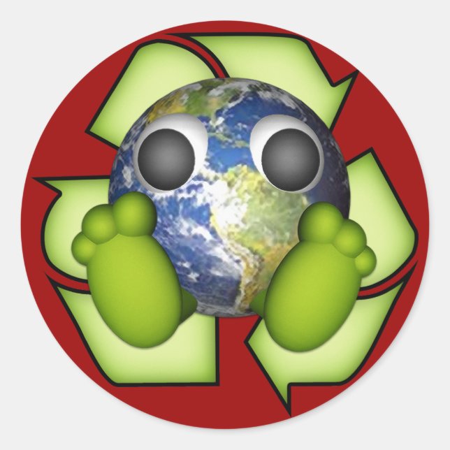 Sticker Rond Terre propre - Recycle (Devant)