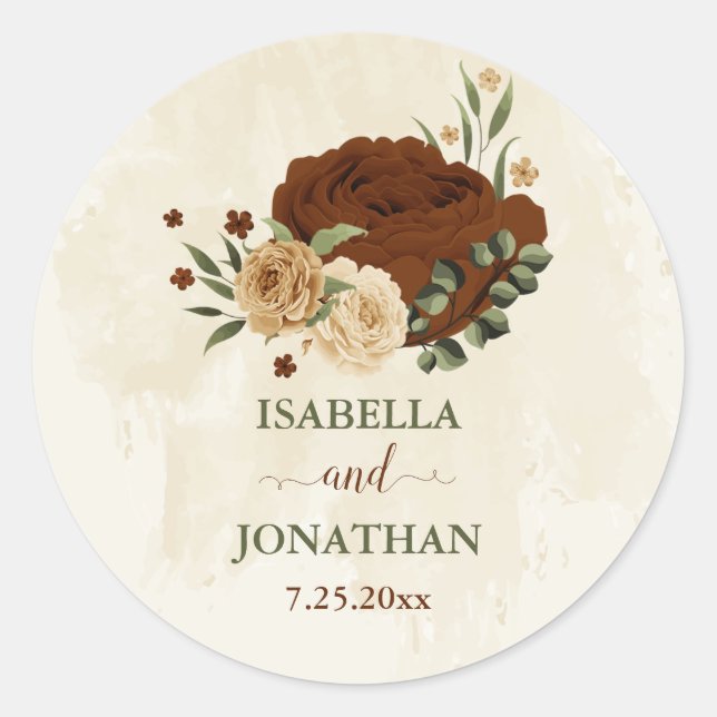 Sticker Rond terre terre terre ton mariage floral (Devant)