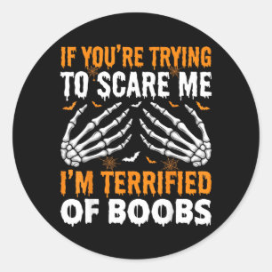 Sticker Rond Terriblement effrayé par des hommes squelettes drô