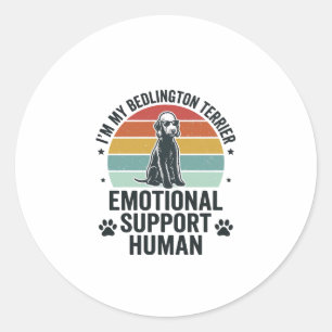 Sticker Rond Terrier Bedlington Soutien Émotionnel Humain Vinta