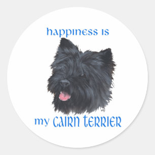 Sticker Rond Térrier Black Cairn de bonheur