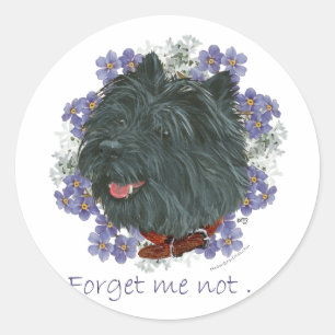 Sticker Rond Térrier Cairn noir Ne m'oubliez pas
