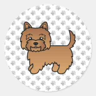 Sticker Rond Terrier Cairn Rouge Chien de Dessin Animé Mignon