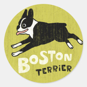 Sticker Rond Terrier de Boston