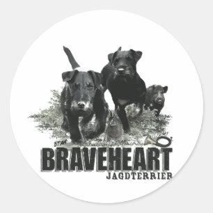Sticker Rond Terrier de chasse allemand, Le Jagdterrier, Art