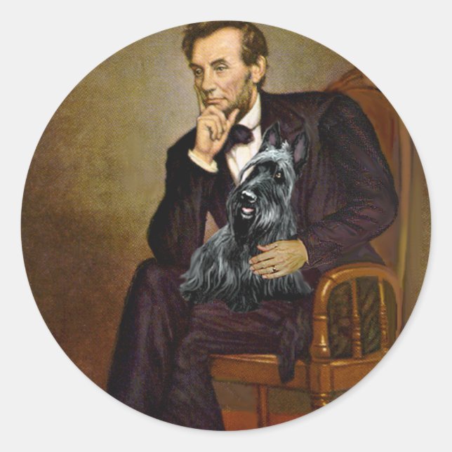 Sticker Rond Terrier écossais 3 - Lincoln (Devant)