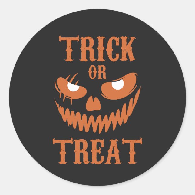 Sticker Rond Terrifiant Halloween Face Trick Treat Dark Éffraya (Devant)