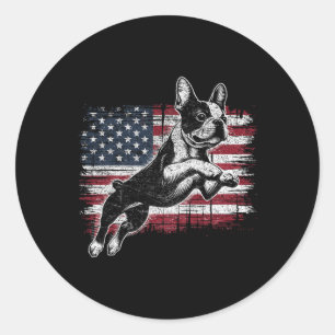 Sticker Rond Tervier de Boston Drapeau Américain 4 Juillet Patr