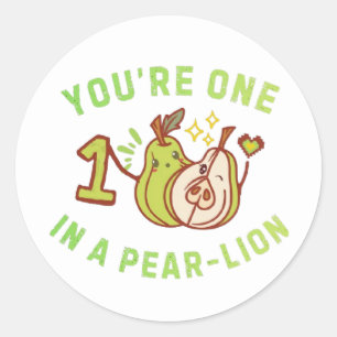 Sticker Rond T'es Un Dans Une Poire-Lion Pun De Poire