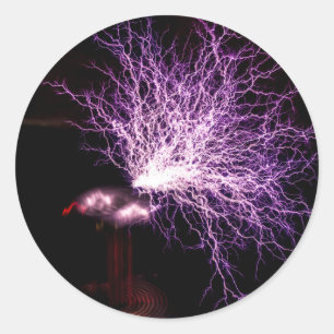Sticker Rond Tesla Coil Plasma